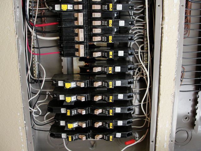 Arc Fault breakers with yellow test buttons